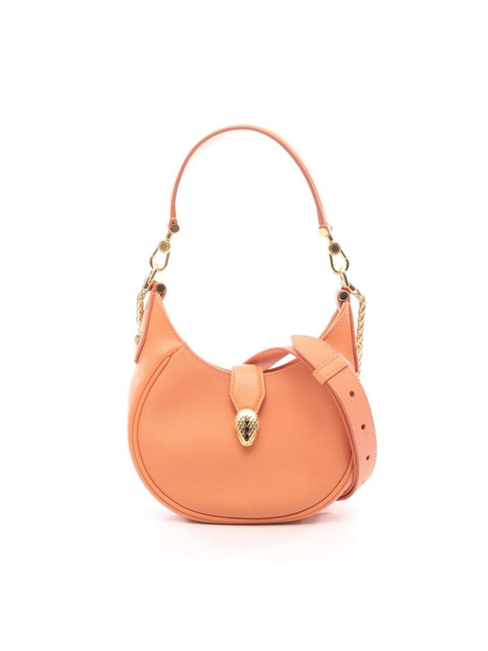 Bvlgari Shoulder Bag Serpenti Ellipse Small 2-Way Coral Orange Leather